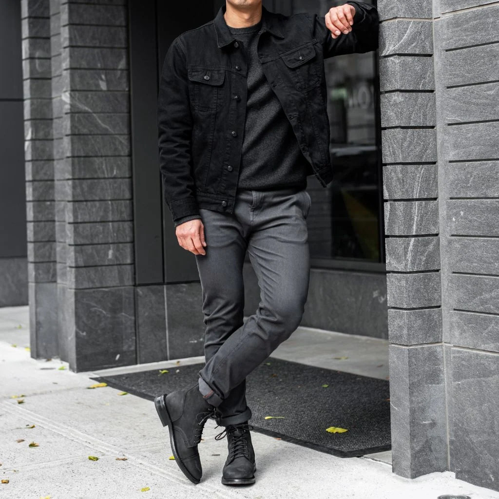 [W] Denim Trucker Jacket | Pitch Black